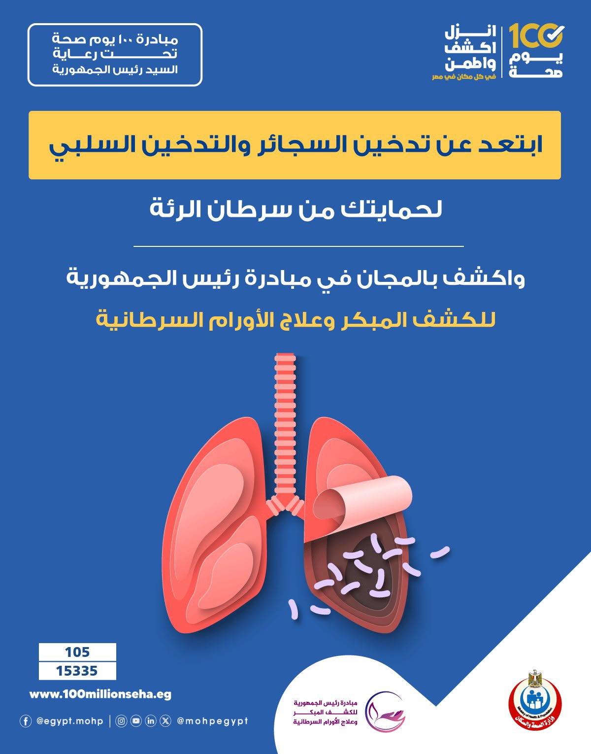 كل سيجارة تؤثر على صحة الرئتين وتزيد من مخاطر الإصابة بسرطان الرئة