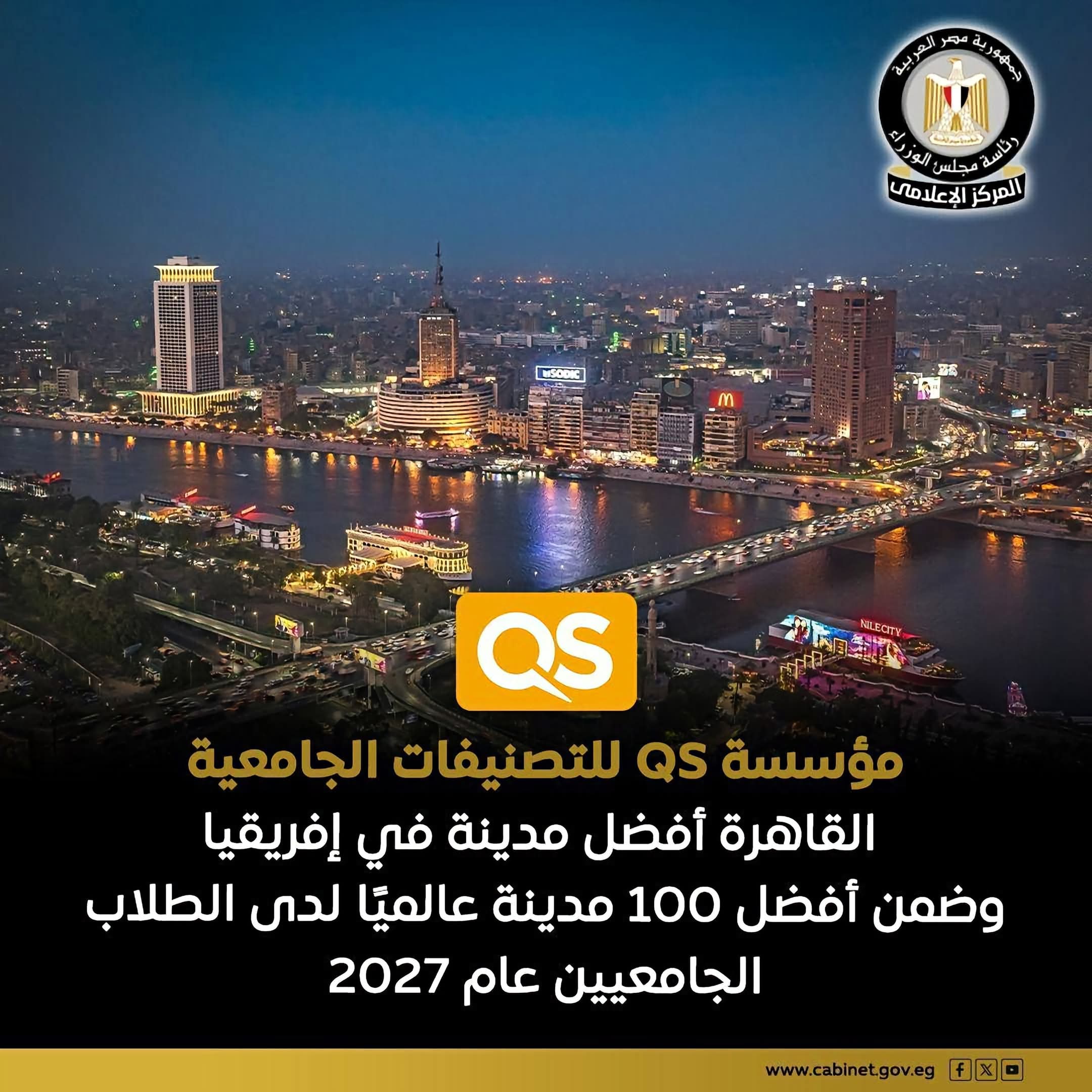 القاهرة تتصدر المدن الإفريقية في تصنيف QS لأفضل المدن للطلاب 2027