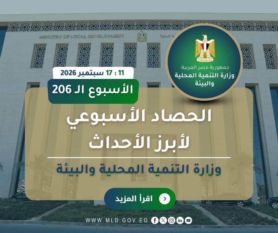 حصاد التنمية المحلية والبيئة في أسبوع.. 4 ملايين طن مخلفات و3592 حملة لرفع الإشغالات