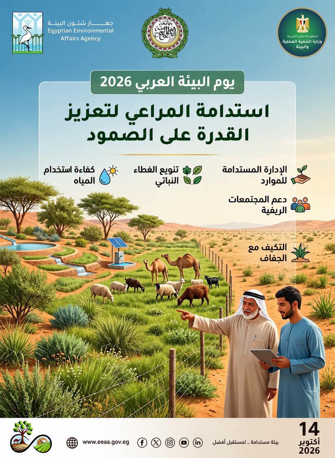 مصر تشارك الدول العربية الاحتفال باليوم العربي للبيئة تحت شعار «استدامة المراعي وتعزيز القدرة على الصمود»