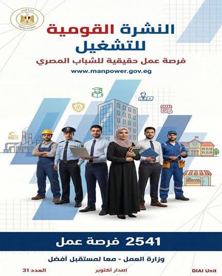 2541 فرصة عمل في 16 محافظة.. «العمل» تعلن نشرة التوظيف الأسبوعية